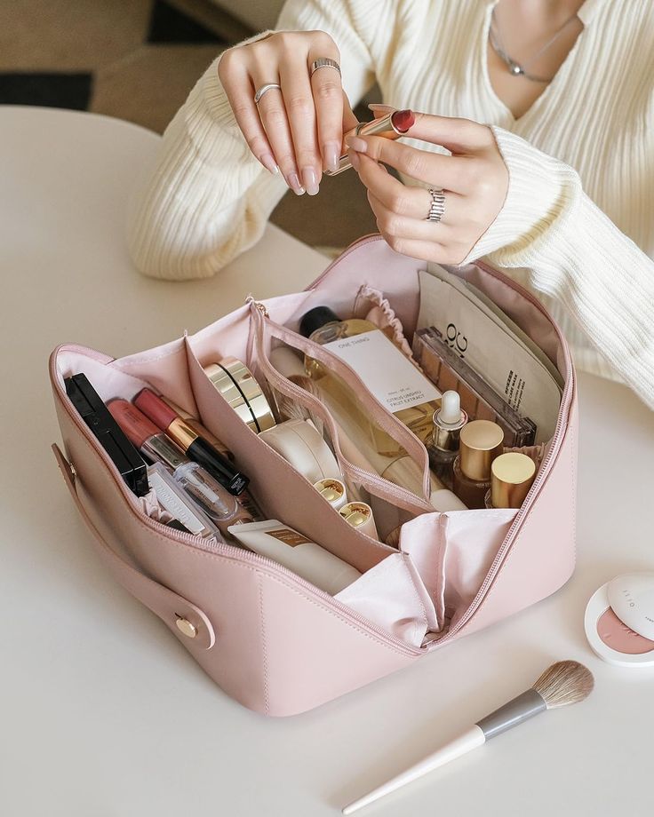 Leather Cosmetic PU Pouch – Waterproof Makeup & Travel Storage Bag