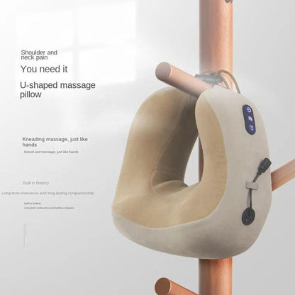 U-Shaped Pillow Massager – Electric Neck & Shoulder Massage Pillow with Heat