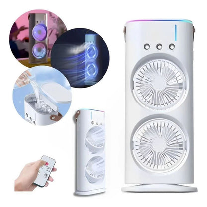 Double Rechargeable Mist Fan – Portable Spray Fan Cooling