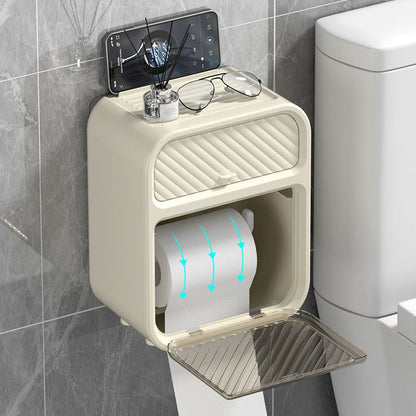 Punch-Free Wall Mounted Tissue Holder – Bathroom Storage Drawer