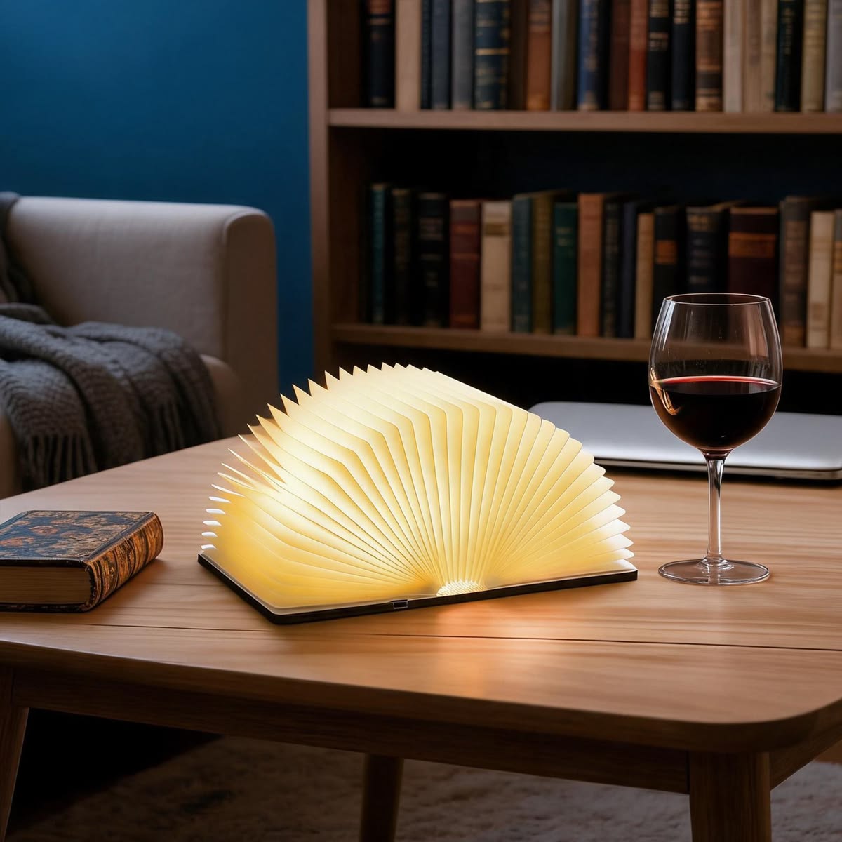 LED Wooden Folding Book Lamp – Foldable Night Light