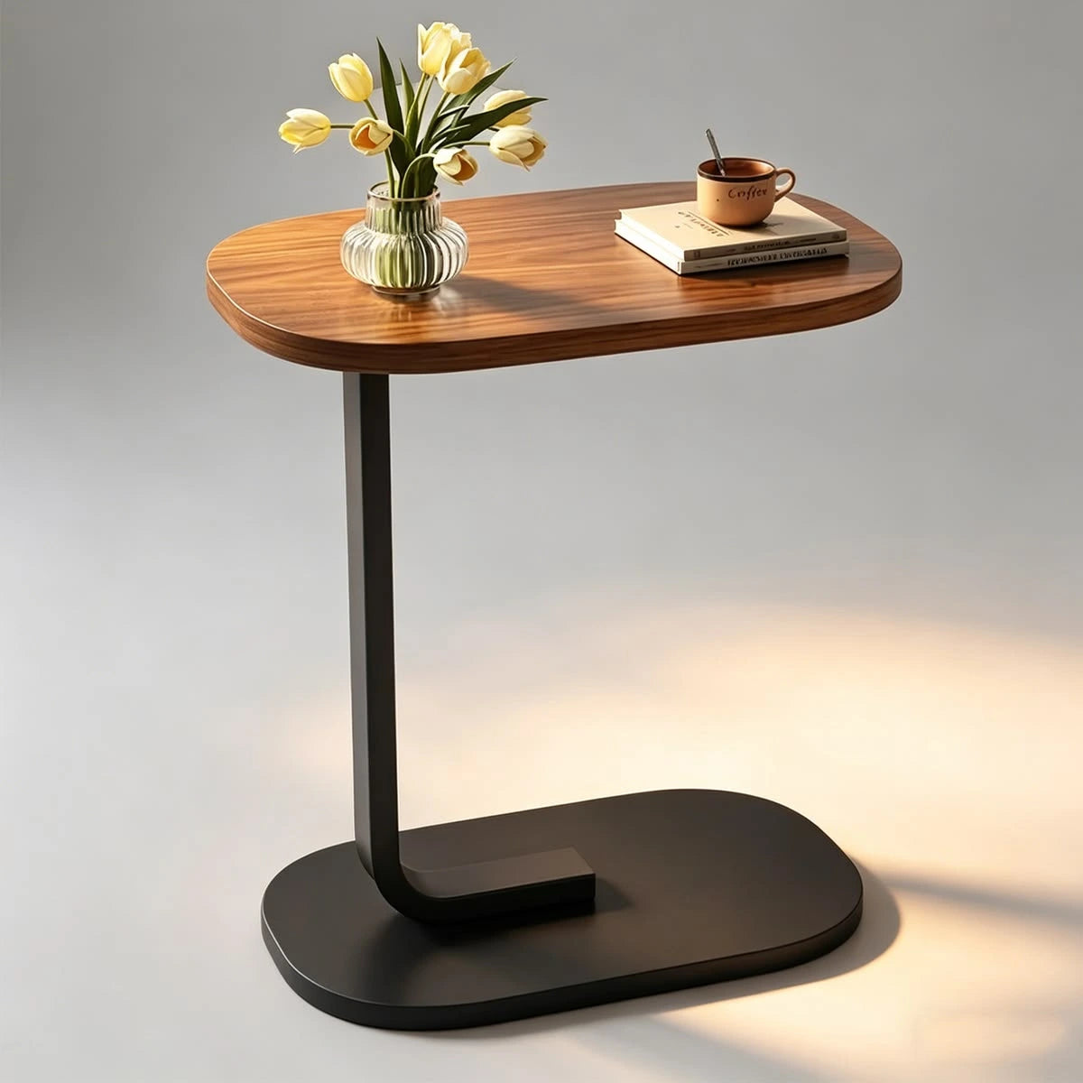 C-Shaped Sofa Side Table – Oval Coffee Laptop Table
