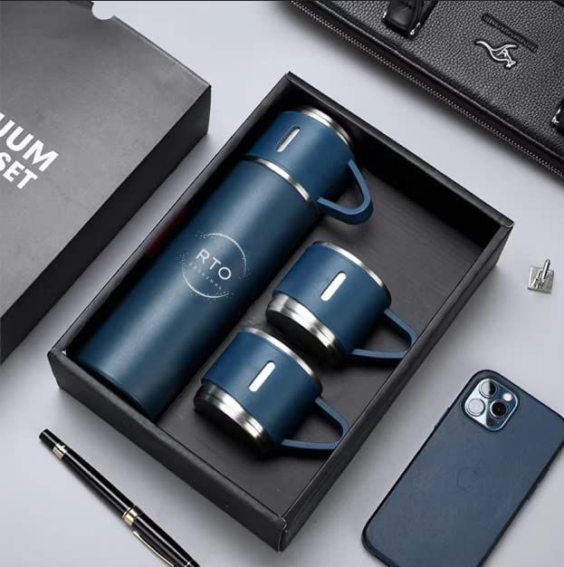 Stainless Steel Vacuum Flask Set – Double Wall Insulated Hot & Cold Bottles