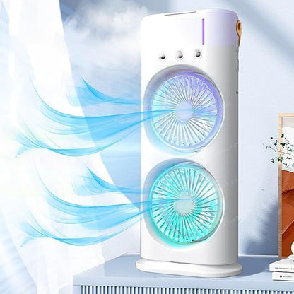Double Rechargeable Mist Fan – Portable Spray Fan Cooling
