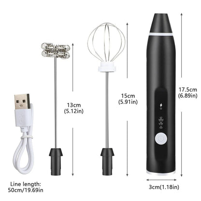 Rechargeable 2-in-1 Coffee & Egg Beater – USB Milk Frother