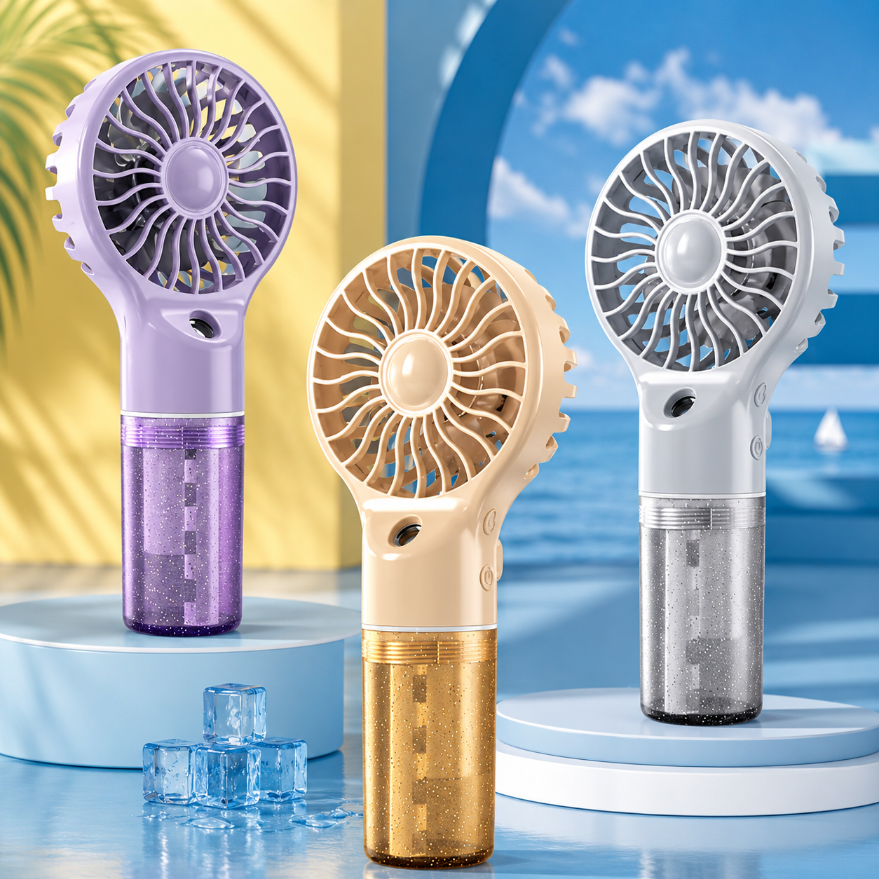 Portable Mini Fan with Mist Spray Humidifier – Rechargeable