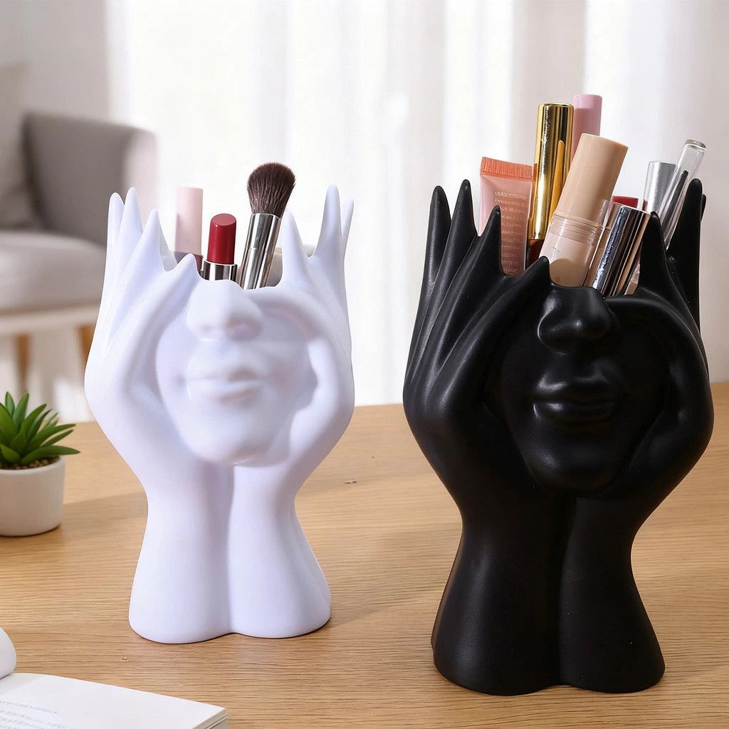 Abstract Facial Design Makeup Storage Box – Brush Pen Holder