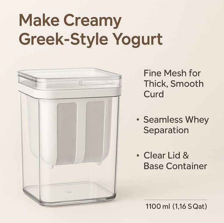 Yogurt Filter with Lock – Strainer Container for Homemade Yogurt