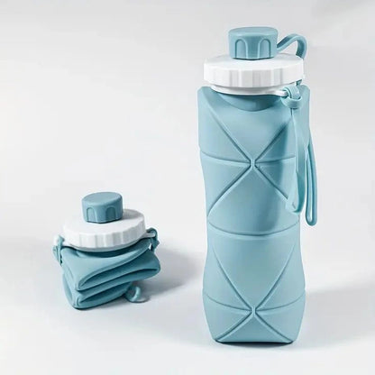 600ML Silicone Folding Water Bottle – Portable Collapsible Bottle