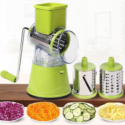 Drum Cutter Vegetable Slicer – Manual Multi-Blade Kitchen Cutter for Fruits & Vegetables