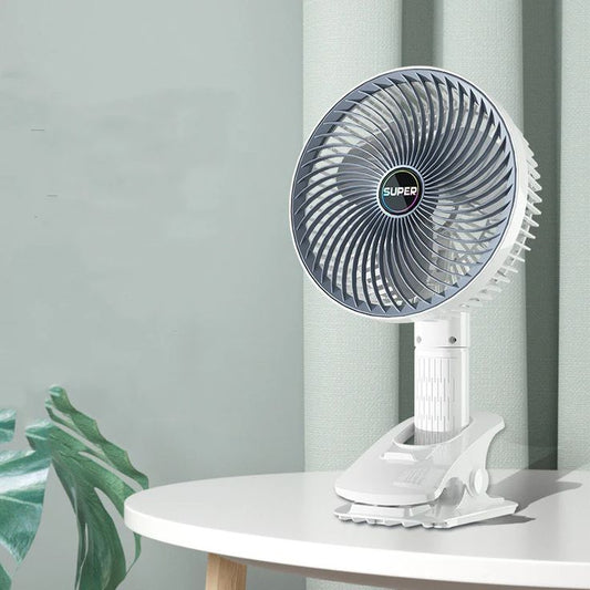 Portable Mini Clip Fan – USB Rechargeable Desk Fan