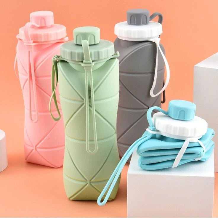 600ML Silicone Folding Water Bottle – Portable Collapsible Bottle