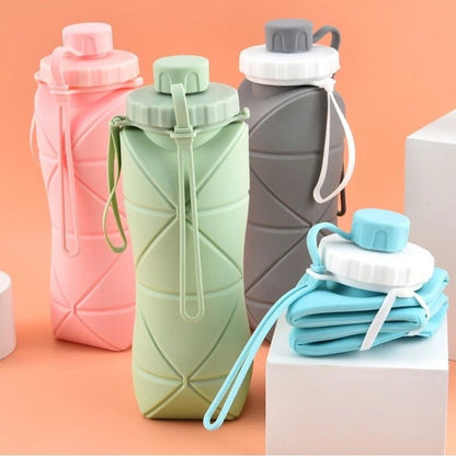 600ML Silicone Folding Water Bottle – Portable Collapsible Bottle
