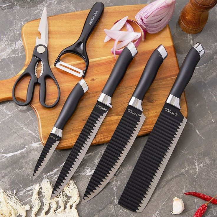 6-Piece Stainless Steel Kitchen Knife Set with Stand | Professional Chef Knives Pakistan