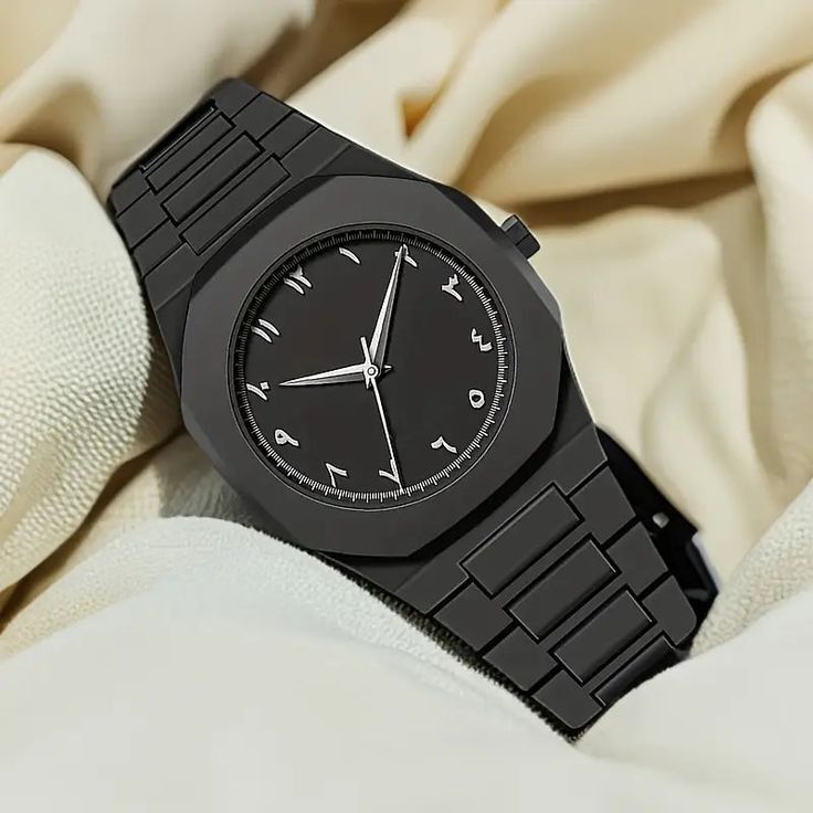 Arabic Aura Watch for Men – Matt Black Butterfly Clasp