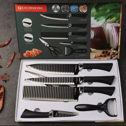 6-Piece Stainless Steel Kitchen Knife Set with Stand | Professional Chef Knives Pakistan