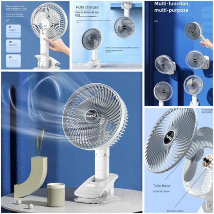 Portable Mini Clip Fan – USB Rechargeable Desk Fan