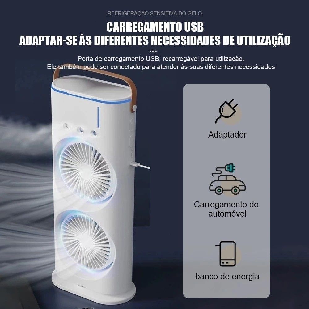 Double Rechargeable Mist Fan – Portable Spray Fan Cooling