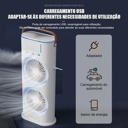 Double Rechargeable Mist Fan – Portable Spray Fan Cooling
