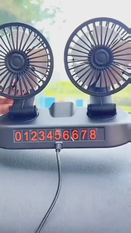 Dual Head USB Car Fan – Cooling Fan for Auto Ventilation