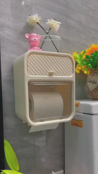 Punch-Free Wall Mounted Tissue Holder – Bathroom Storage Drawer